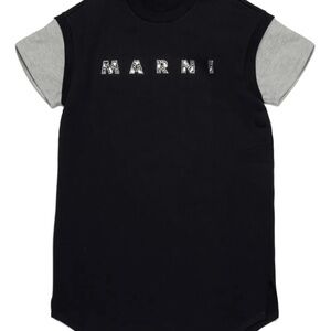 Marni Kids Black and Gray Long Sleeve Tee